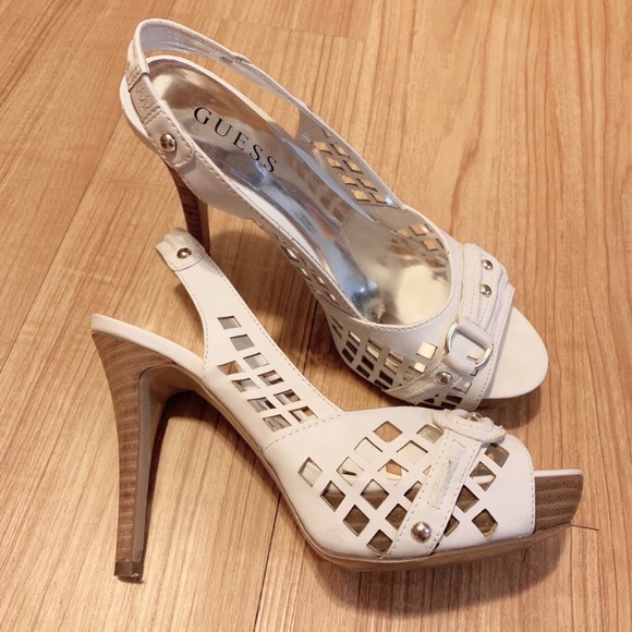 Guess Shoes - Guess | White Platform Slingback Heels -Size 7.5